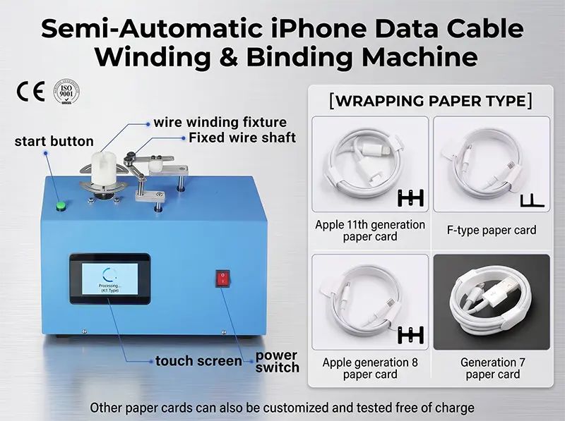 Semi-automatisk iPhone-datakabelviklings- og bindingsmaskin WPM-K287
