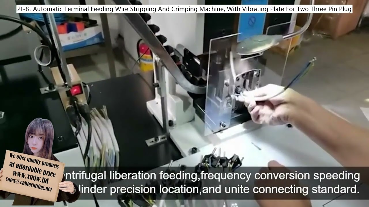 2t 8t Automatic Terminal Feeding Wire Stripping And Crimping Machine, With Vibrating Plate For Two T